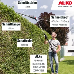 AL-KO Akku-Hochheckenschere 18 V HTA 1845