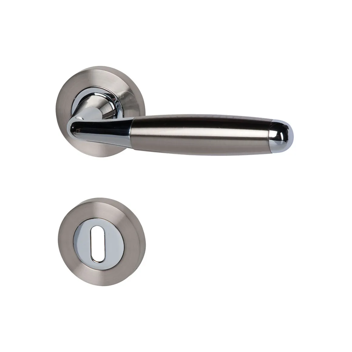 Alpertec Rosettengarnitur Solid 8-R Chrom poliert/edelstahlfärbig satiniert BB