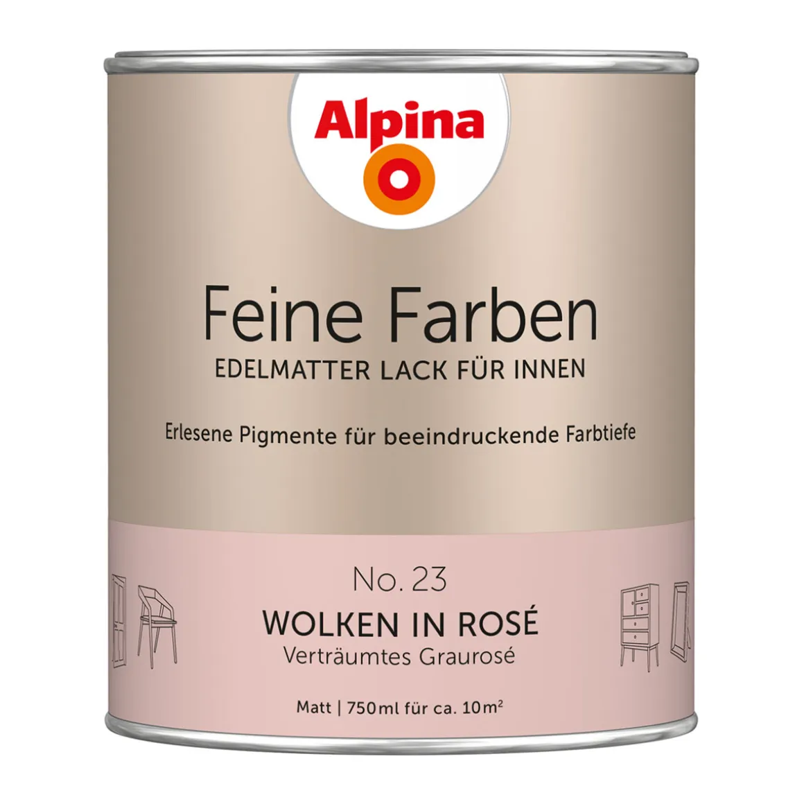 Alpina Buntlack Feine Farben Lack No 23 Wolken in Rosé edelmatt 750ml