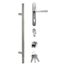 Aluminium Sicherheits-Haustür Sassari Superior 60 mm anthrazit 110 x 210 cm Anschlag links inkl Griffset