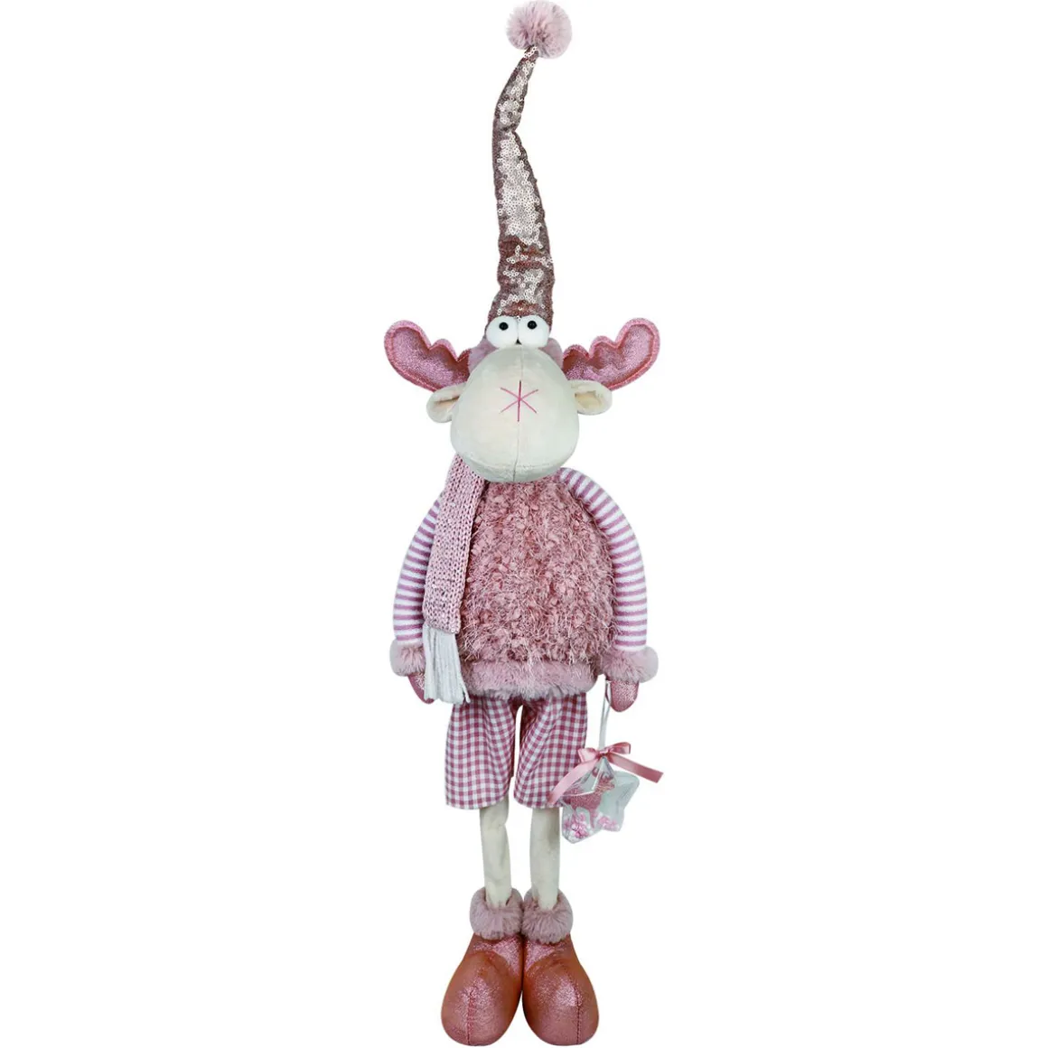Ambientis Elch Junge stehend mit Stern 32 cm rosa