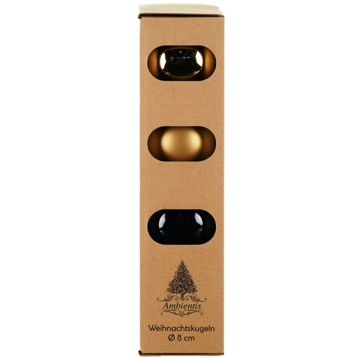 Ambientis Glaskugeln 8 cm schwarz gold Mix
