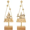 Aufsteller Winterlandschaft mit LED aus Holz natur gold 2 f. 12 x 34 x 6 cm
