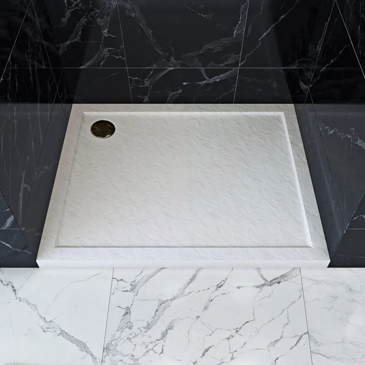 Aurlane Duschtasse White Slate 90 x 90 x 4 cm
