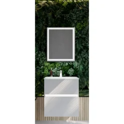 BADMOBIL Glaswaschtisch 60 x 15 x 43 cm ohne Überlauf weiß
