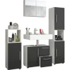 Badset Flandu mit Spiegelschrank weiß/schwarz