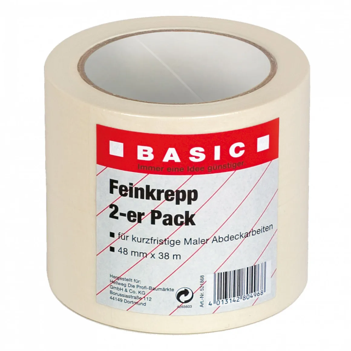 Basic Feinkrepp 2er Pack 38m x 48 mm