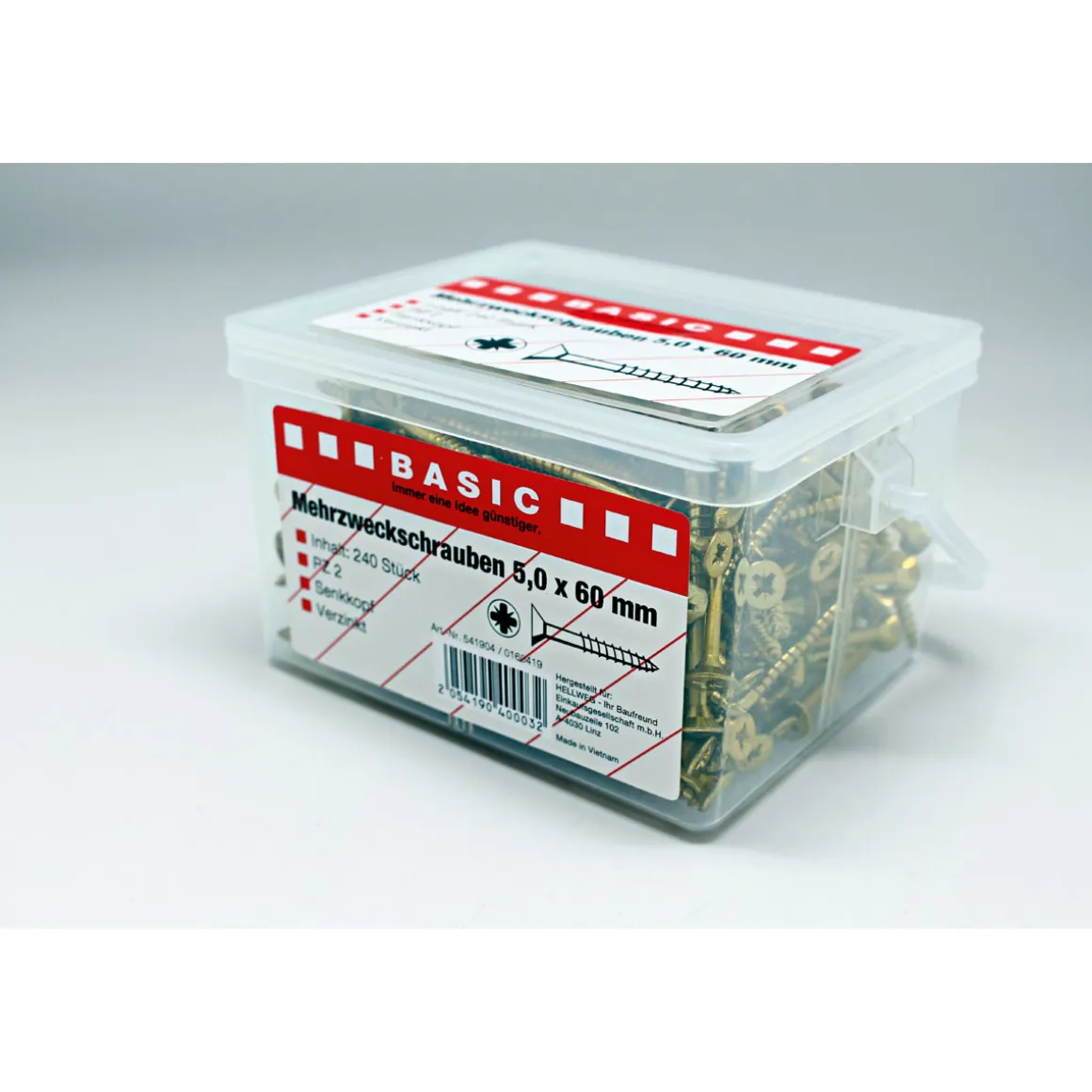 Basic Mehrzweckschrauben 5 x 60 mm 240 Stück im Eimer
