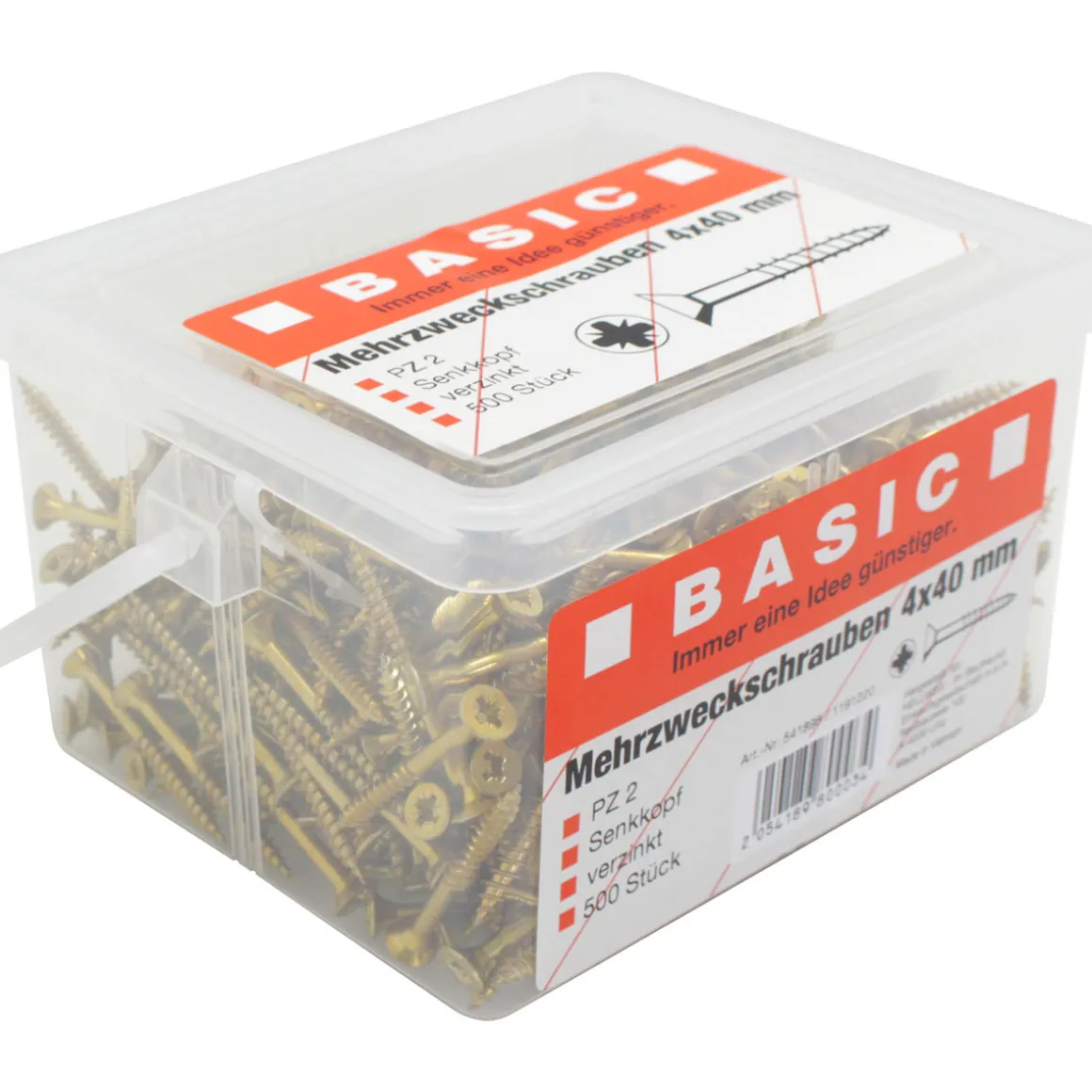 Basic Mehrzweck-Schrauben-Eimer 4,0 x 40 mm 500 Stück im Eimer
