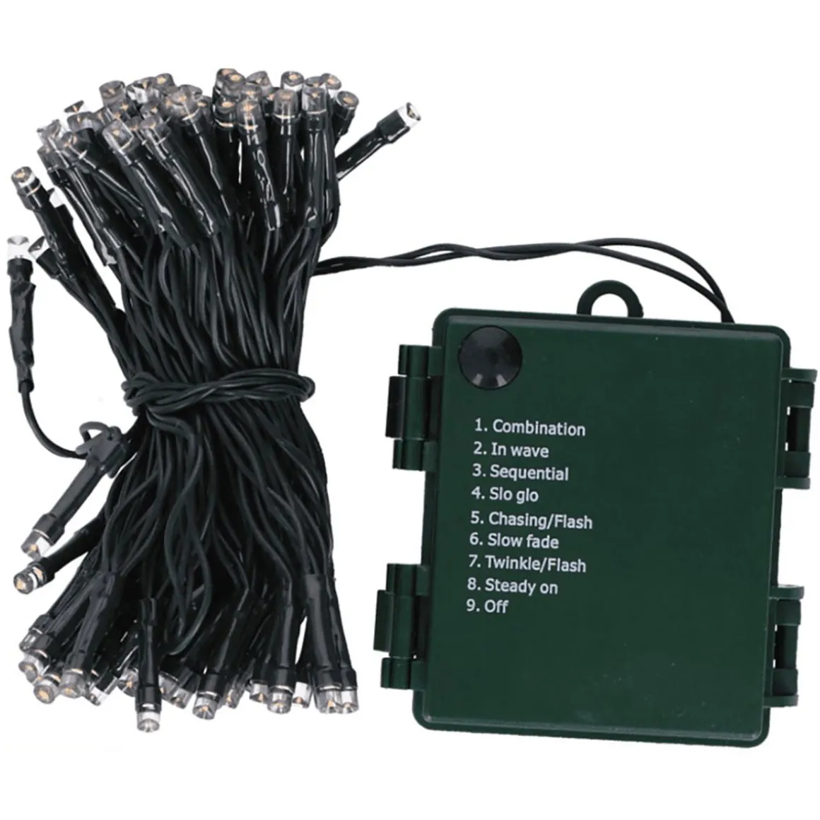Batterielichterkette mit 24 warm weißen LED IP44 8 Funktionen und Timer