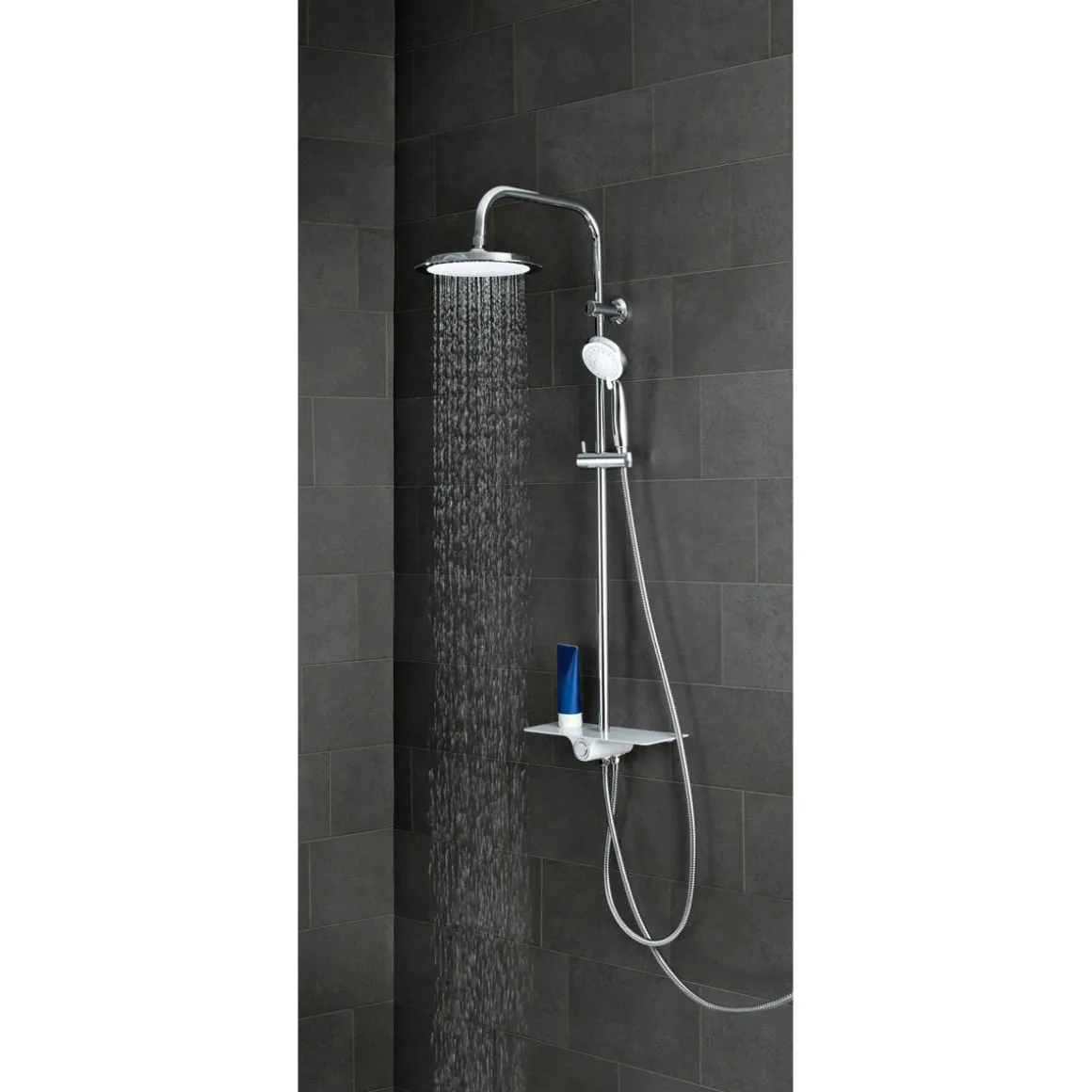 Überkopfbrauseset Aquastar mit Ablage chrom-weiß