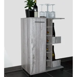 Better Home Weinregal mit feststellbaren Rollen grau marmoriert 37 x 60 x 82 cm
