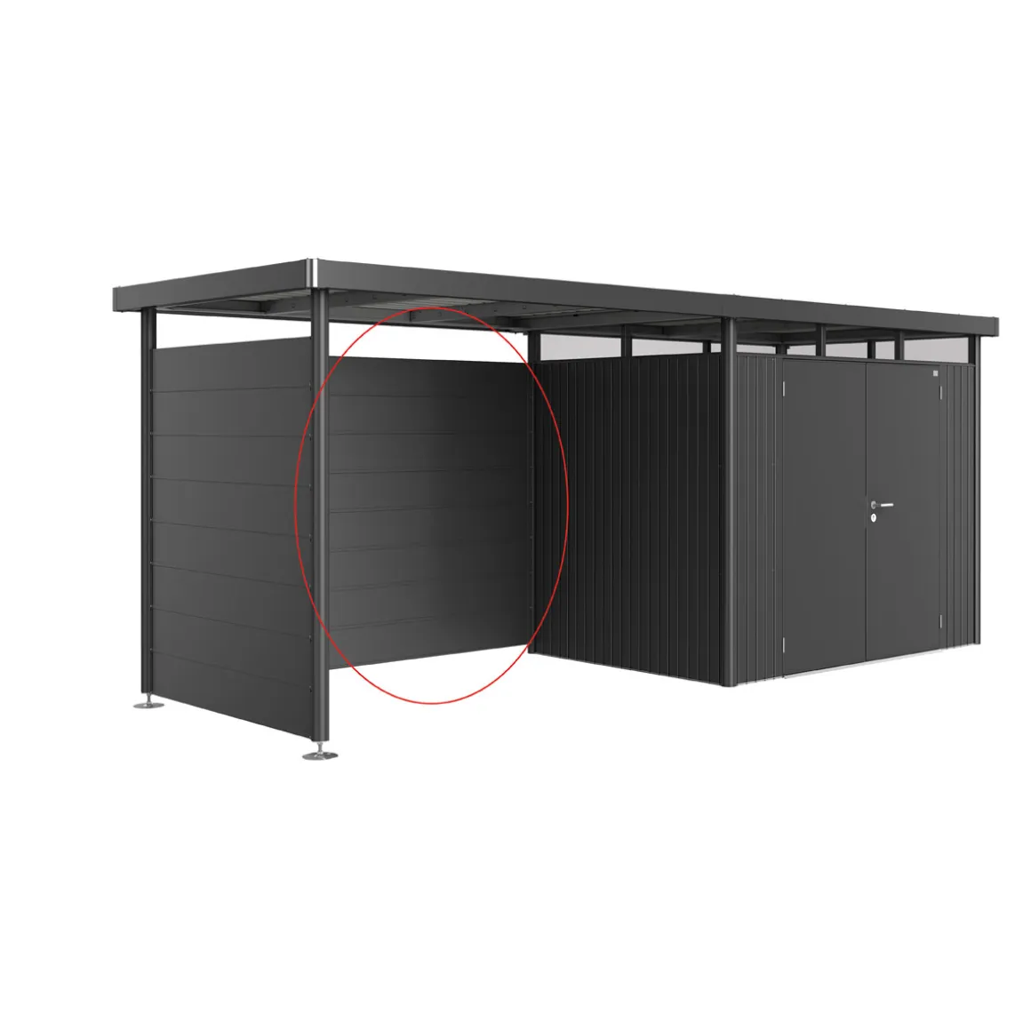 Biohort Rückwand für Seitendach zu Gerätehaus HighLine H2-H5 dunkelgrau-metallic