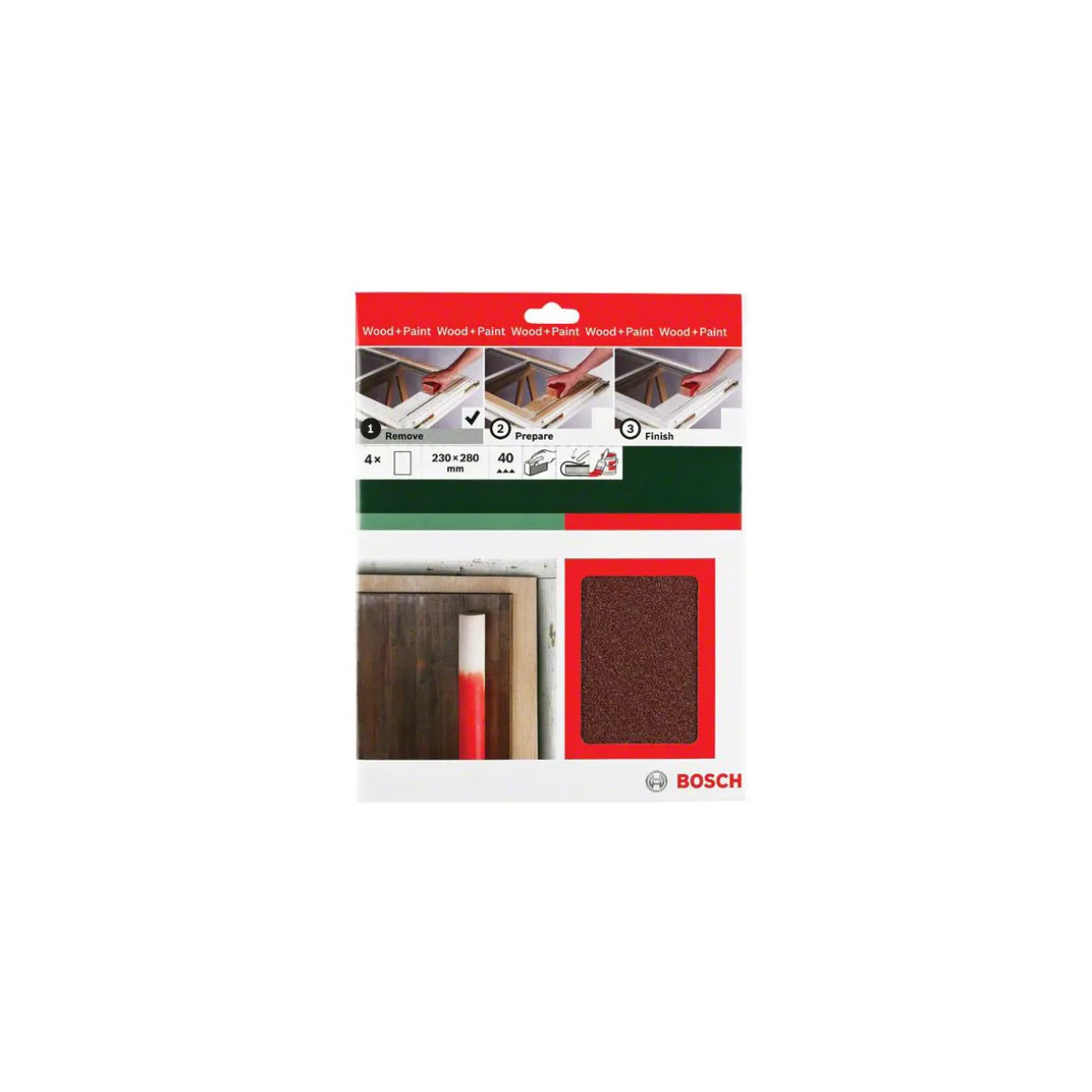 Bosch Handschleifpapier K40 230 x 280 mm rot