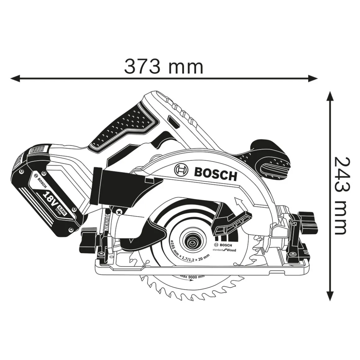 Bosch Professional Akku-Kreissäge GKS 18V-57 G solo