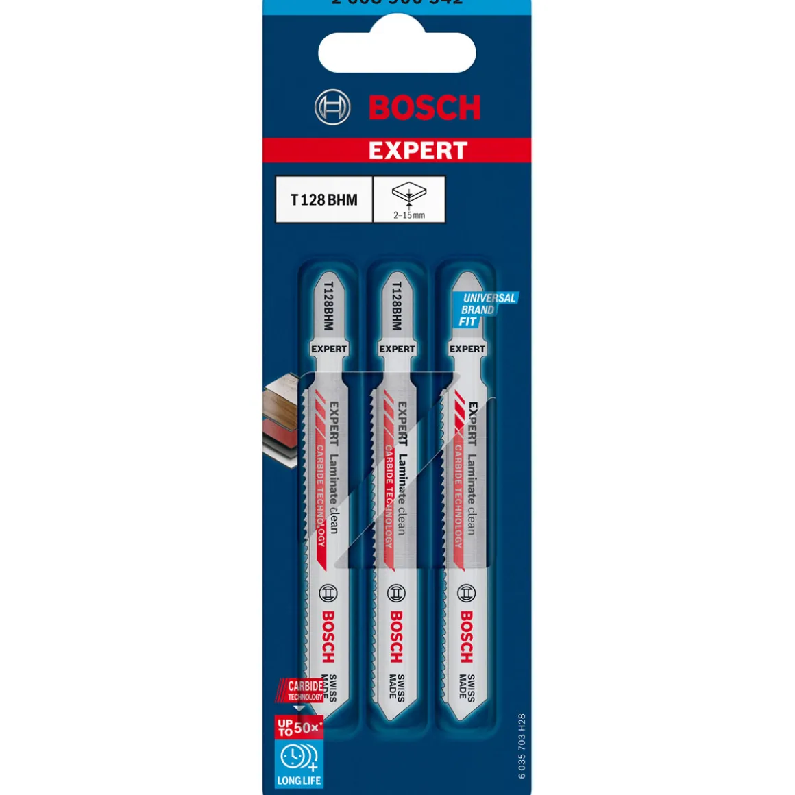 Bosch Professional Expert Laminate Clean T128 BHM Stichsägeblatt 3 Stück