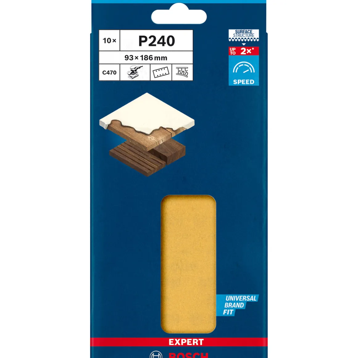 Bosch Professional Expert C470 Schleifpapier mit 8 Löchern für Schwingschleifer 93 x 186 mm G 240 10- teilig
