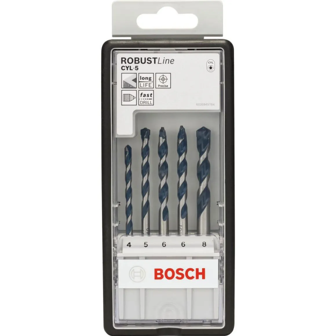Bosch Professional 5-teiliges CYL-5 Betonbohrer-Set Robust Line 4–8 mm
