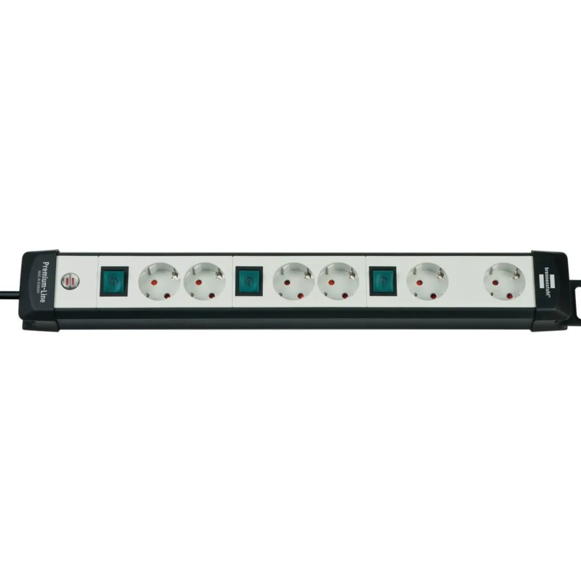 Brennenstuhl Steckdosenleiste Premium-Line 6-fach3 Schalter 3 m Kabel grau