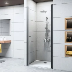 Breuer Drehtür Elana 6 für Nische, Anschlag rechts, schwarz matt, Intima, 750 mm