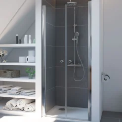 Breuer Pendeltür Elana 6 für Nische, Alu chromeffektt, Klarglas, 900 mm