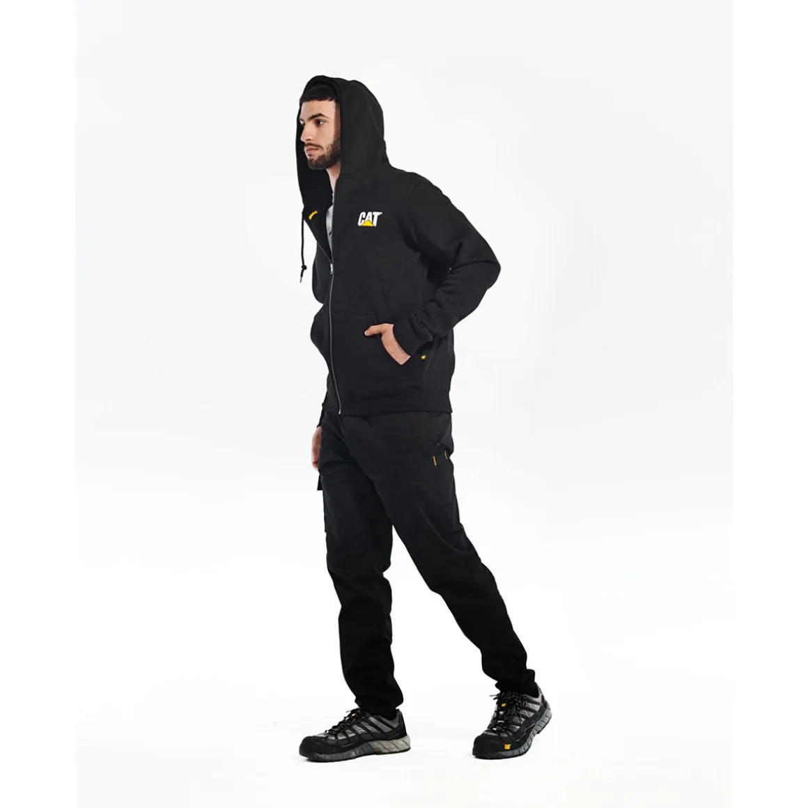 CAT Zip Hoodie Banner Gr. XL schwarz