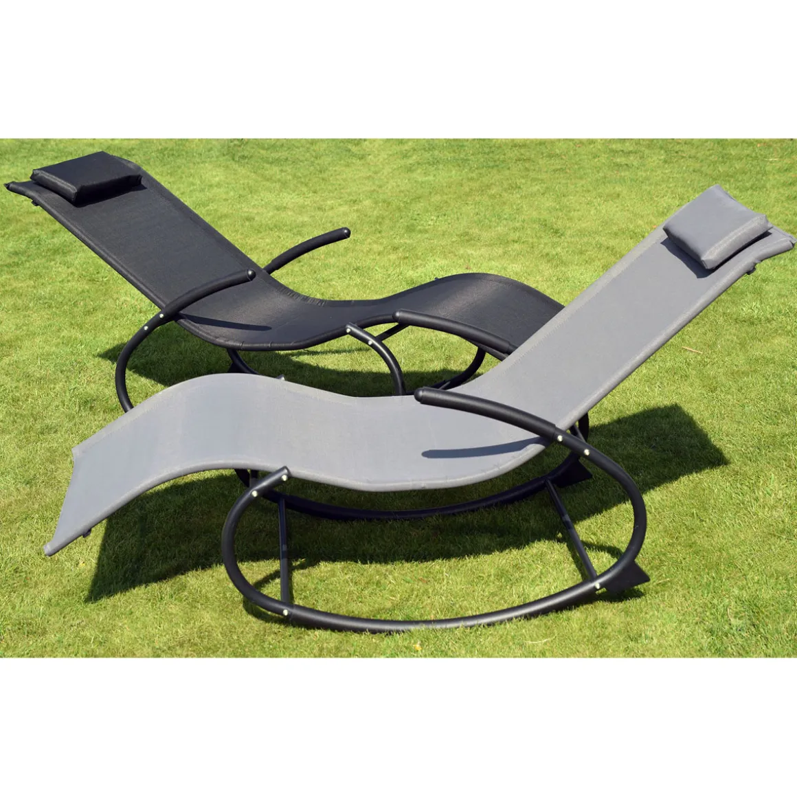 Chillroi Schaukelgartenstuhl grau Gartenliege Liegestuhl Sonnenliege