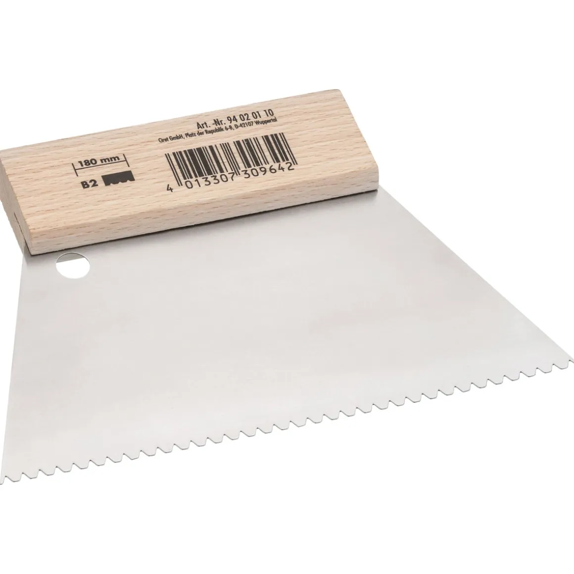 Color Expert Zahnspachtel B2 180 mm Holzgriff