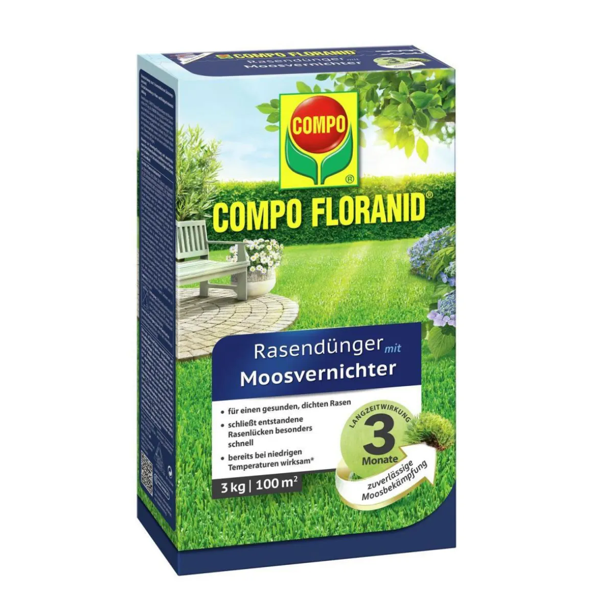 Compo FLORANID Rasendünger mit Moosvernichter für 100 m² 3 L