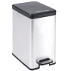 Curver Mülleimer DECO Bin SLIM 25L mit Pedal schwarz silber metallic