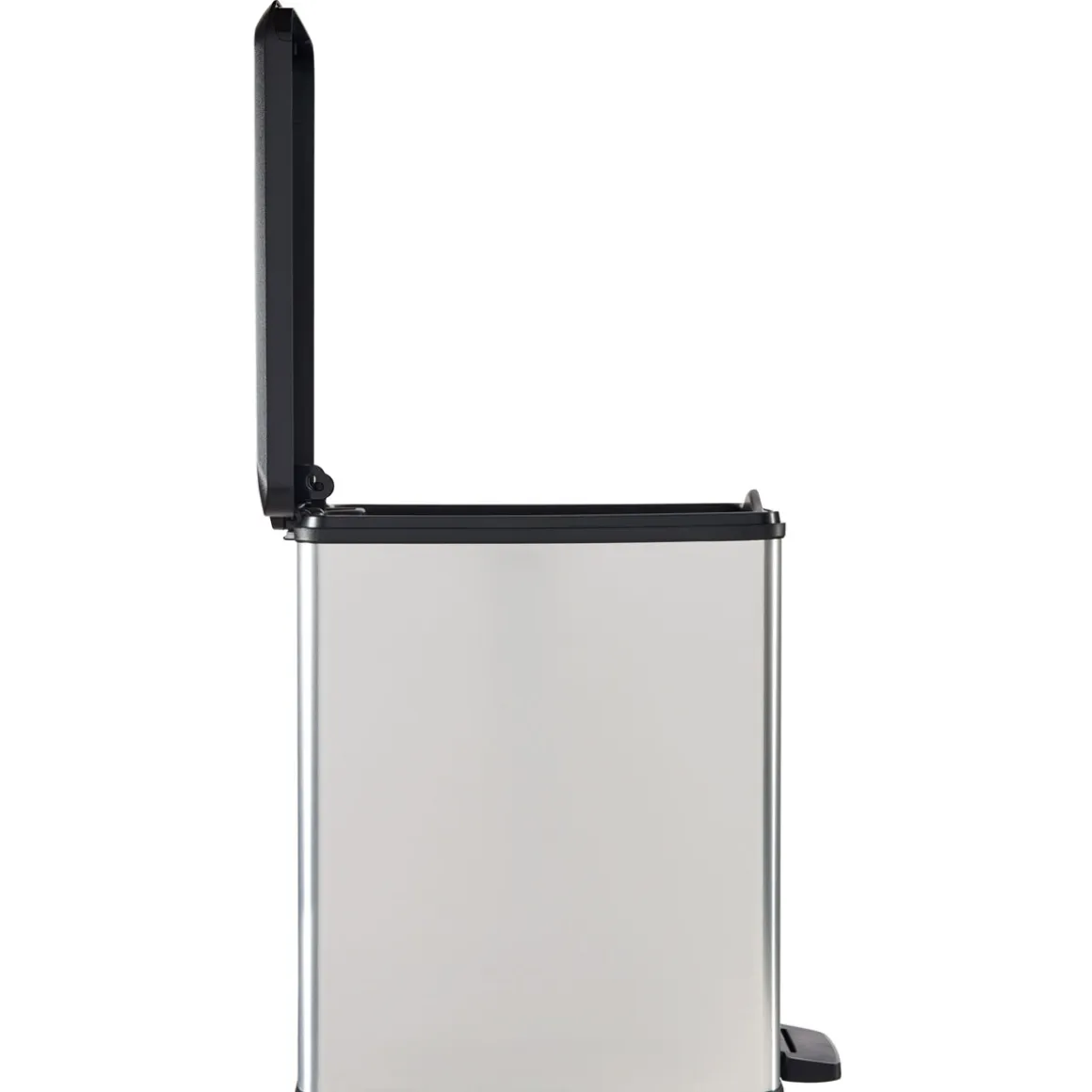 Curver Mülleimer DECO Bin SLIM 25L mit Pedal schwarz silber metallic