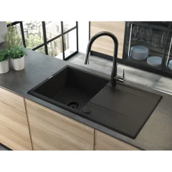 deante 1 Becken Granitspüle ERIDAN mit Abtropffläche graphit metallic