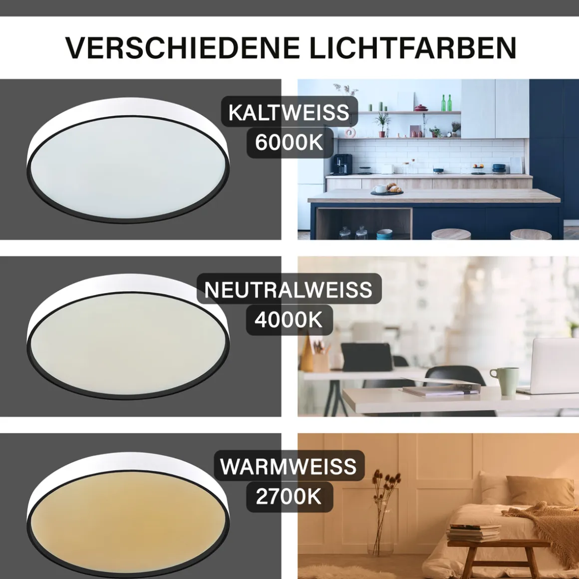Decken-Wandleuchte SHINING JUPITER BLACK 1800K 24W