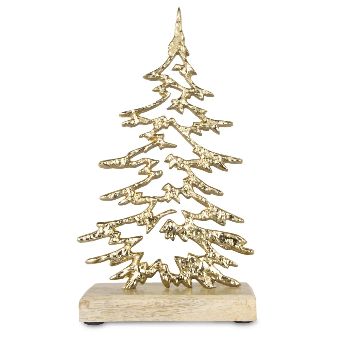 Dekobaum auf Holzsockel Aluminium 14 x 5 x 24 cm gold