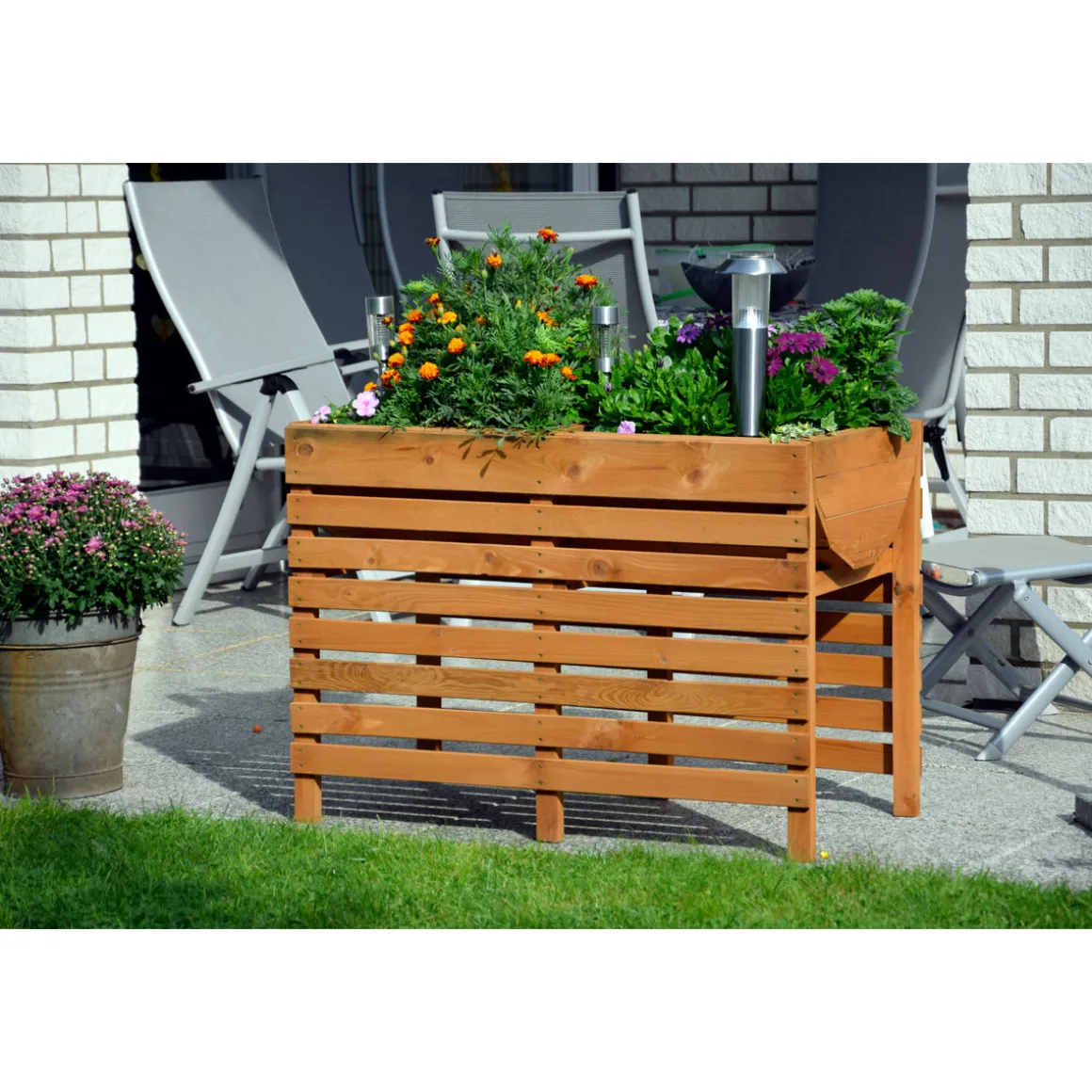dobar Doppel-Hochbeet 100 x 71 x 50 cm braun