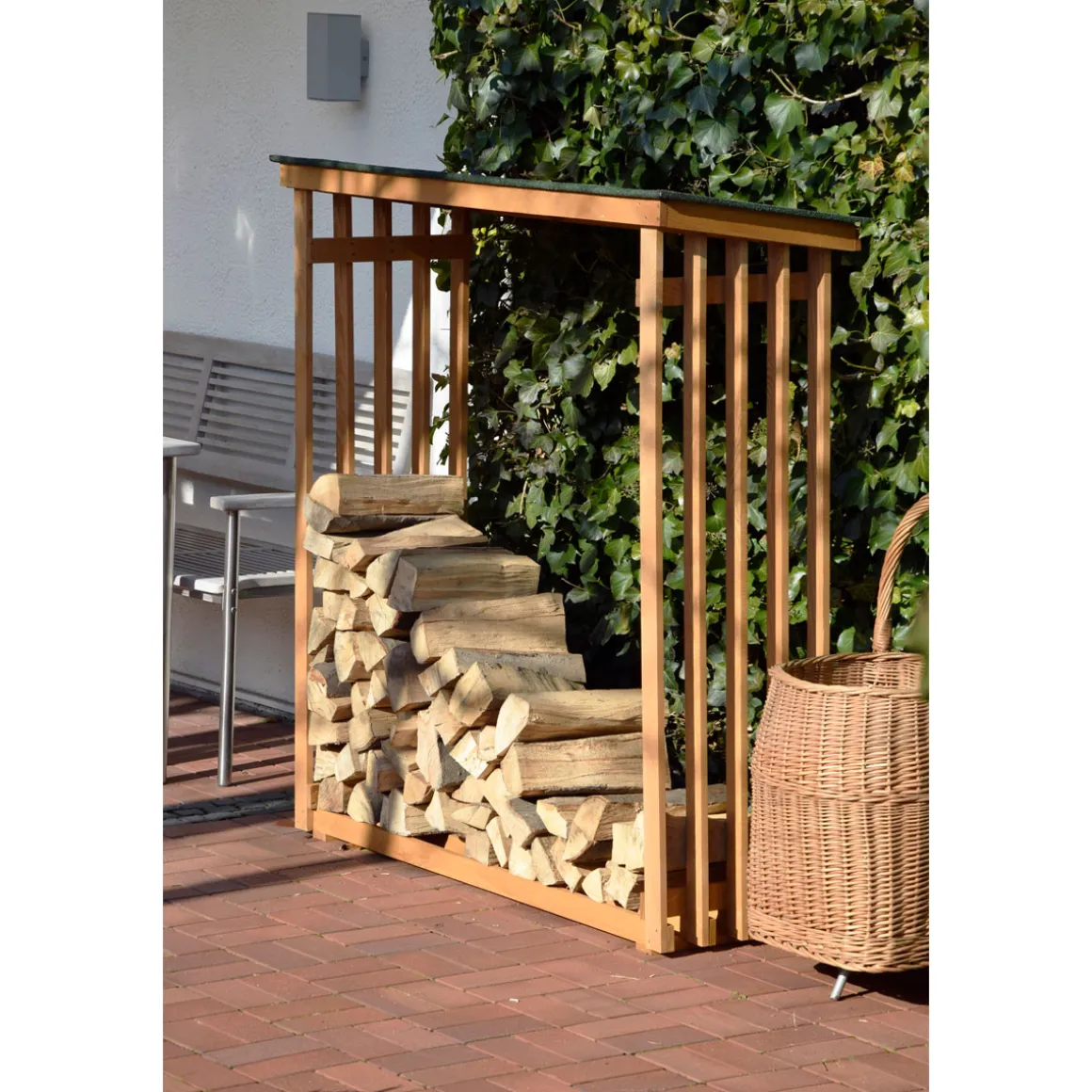 dobar XL-Kaminholzregal 140 x 143 x 50 cm grün-braun