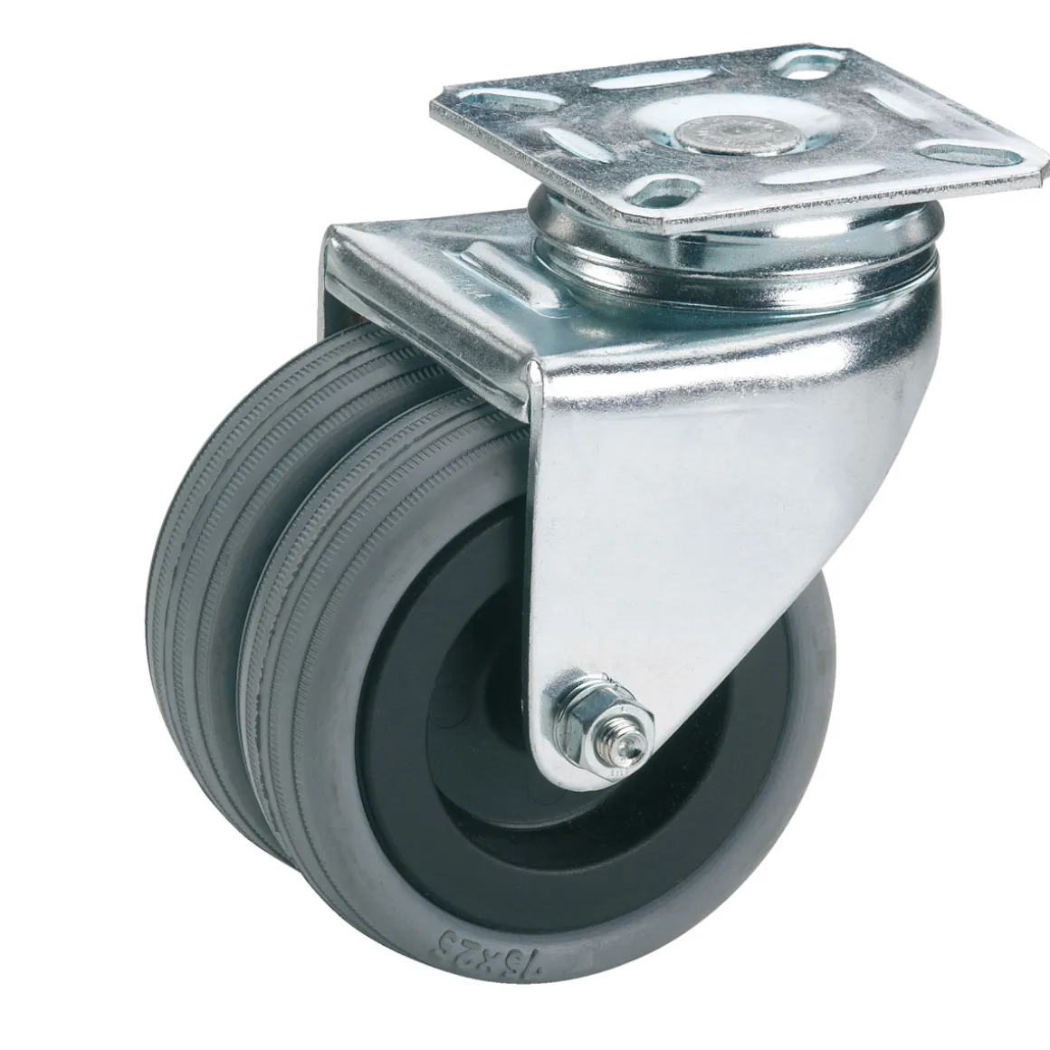 Dörner + Helmer Apparate-Doppel-Lenkrolle mit Gummireifen 50 x 19 mm