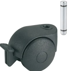 Dörner + Helmer Doppelrolle für normale Böden mit Stift und Feststeller 8 x 31 mm schwarz