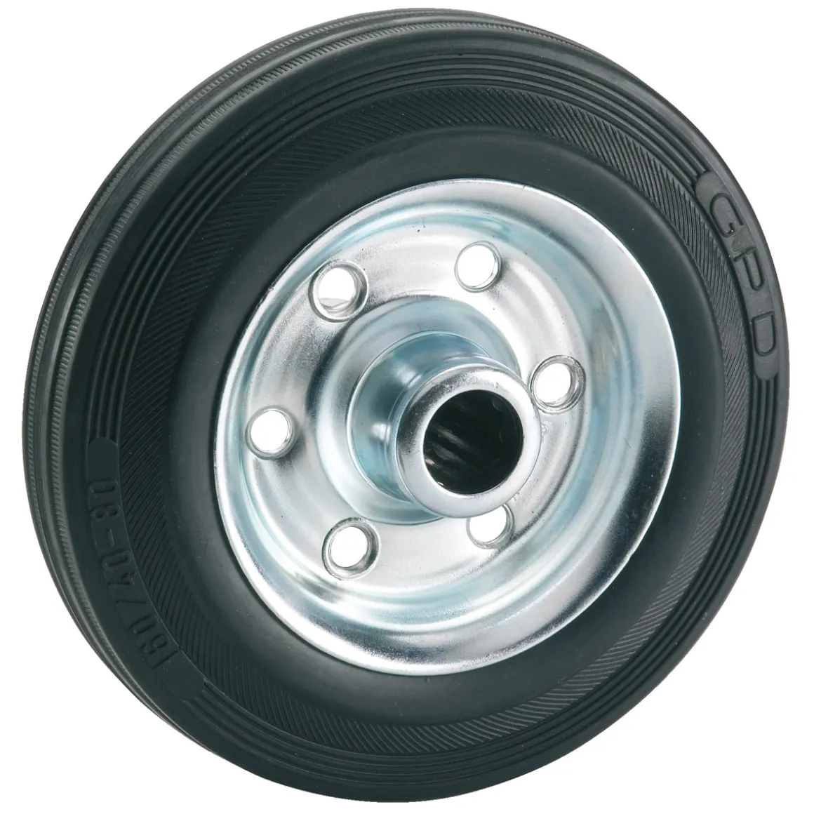 Dörner + Helmer Transportgeräterollen-Rad mit Vollgummireifen Stahlfelge und Rollenlager 80 x 25 mm