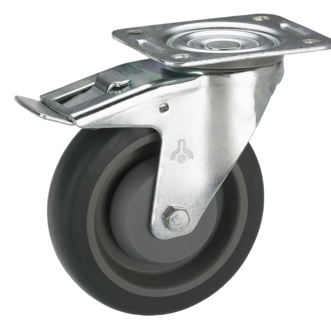Dörner + Helmer Transportgeräte-Lenkrolle mit TPE-Lauffläche Fadenschutz und Totalfeststeller 100 x 32 mm