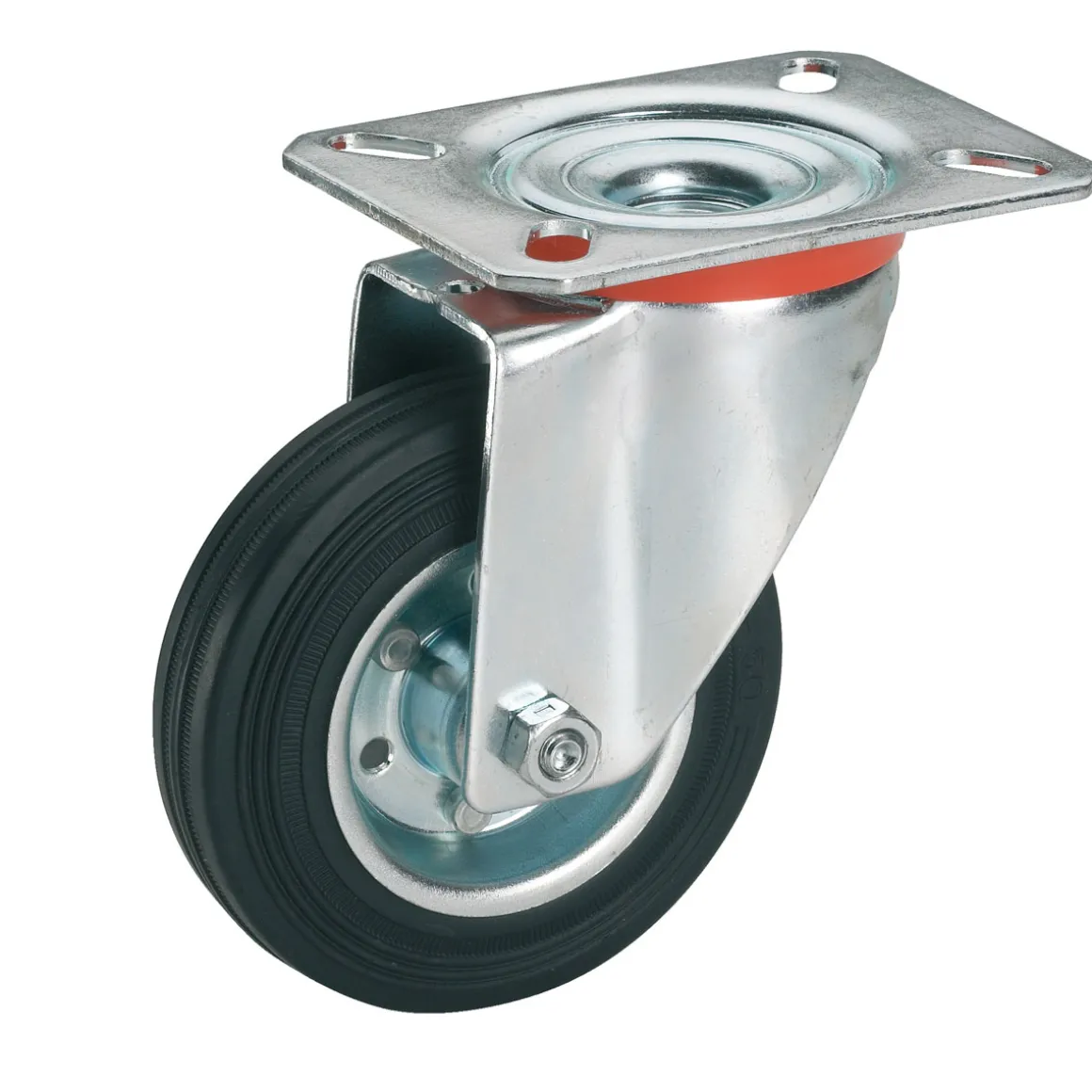 Dörner + Helmer Transportgeräte-Lenkrolle mit Vollgummireifen und Stahlfelge 100 x 30 mm