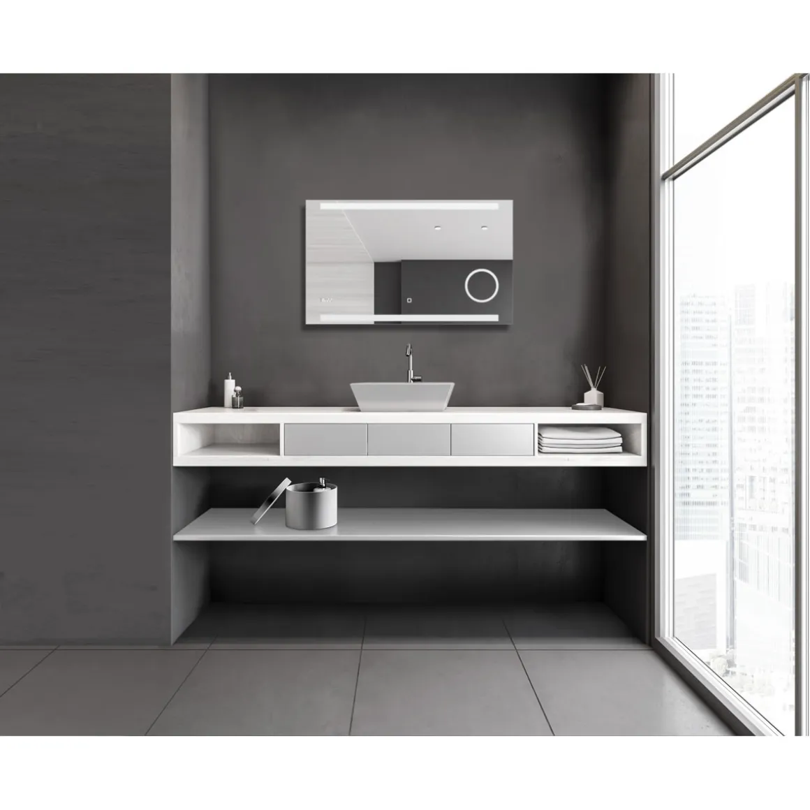 DSK Design LED Lichtspiegel Silver Rey 100 x 60 cm
