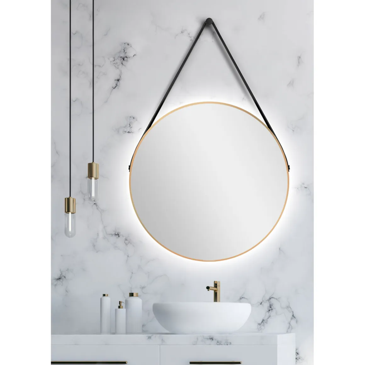 DSK Design LED Lichtspiegel Silver Barbier Gold Dm 80 cm