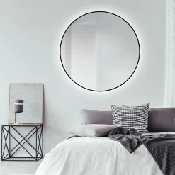 DSK Design LED Lichtspiegel Silver Globo Black Dm 120 cm