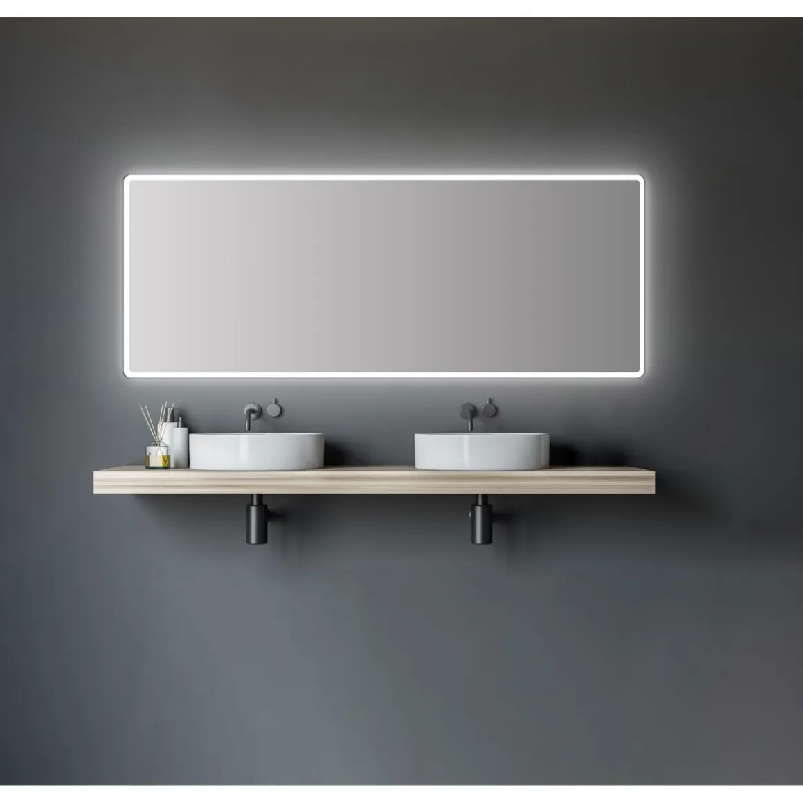 DSK Design LED Lichtspiegel Silver Luna 180 x 70 cm