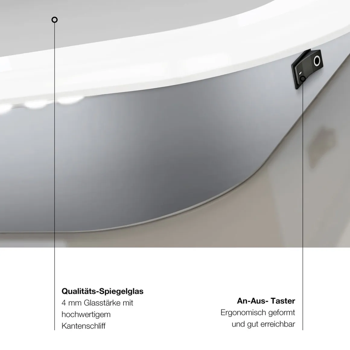 DSK Design LED Lichtspiegel Silver Luna 180 x 70 cm