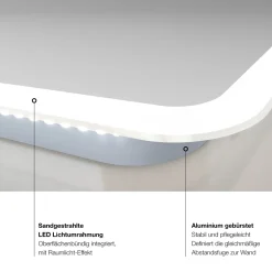 DSK Design LED Lichtspiegel Silver Luna 180 x 70 cm