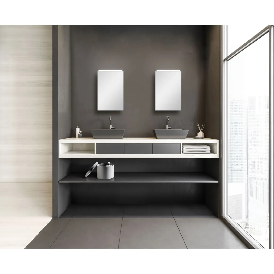 DSK Design LED Spiegelschrank Aluminio Vegas 40 x 60 cm