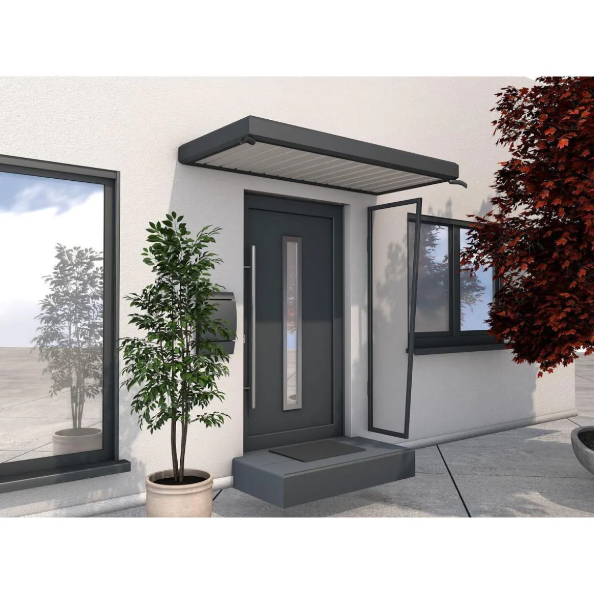 Durabil Rechteckvordach Typ NM anthrazit 200 x 90 x 14 cm
