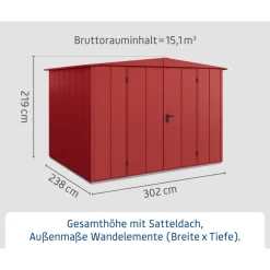 EcoStar Gerätehaus Elegant-STyp 3RAL3004 2 flg